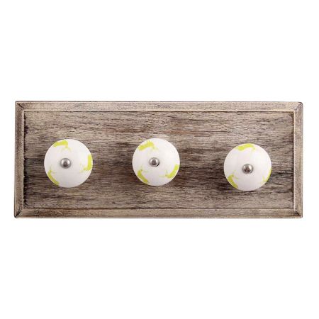 Lime Standing Rein Deer Pattern Ceramic Wooden Hooks